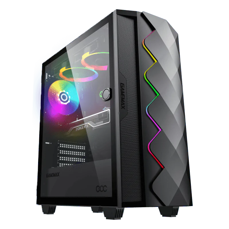 Gamemax Diamond COC Black ATX Mid-Tower Black Chassis 1x ARGB fan 1x 14CM Turbo COC fan