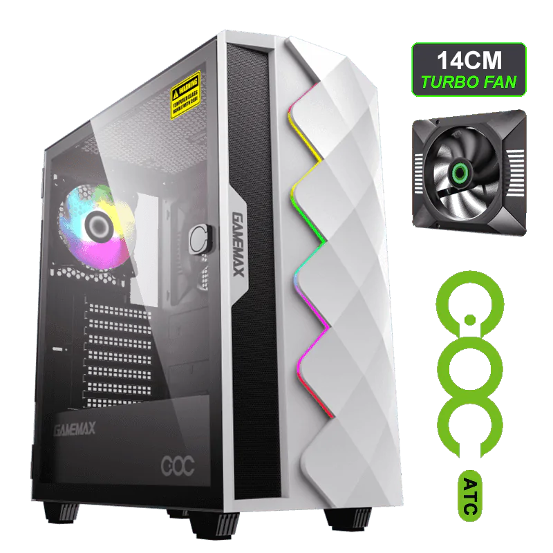 Gamemax Diamond COC WT ATX Mid-Tower Black Chassis 1x ARGB fan 1x 14CM Turbo COC fan