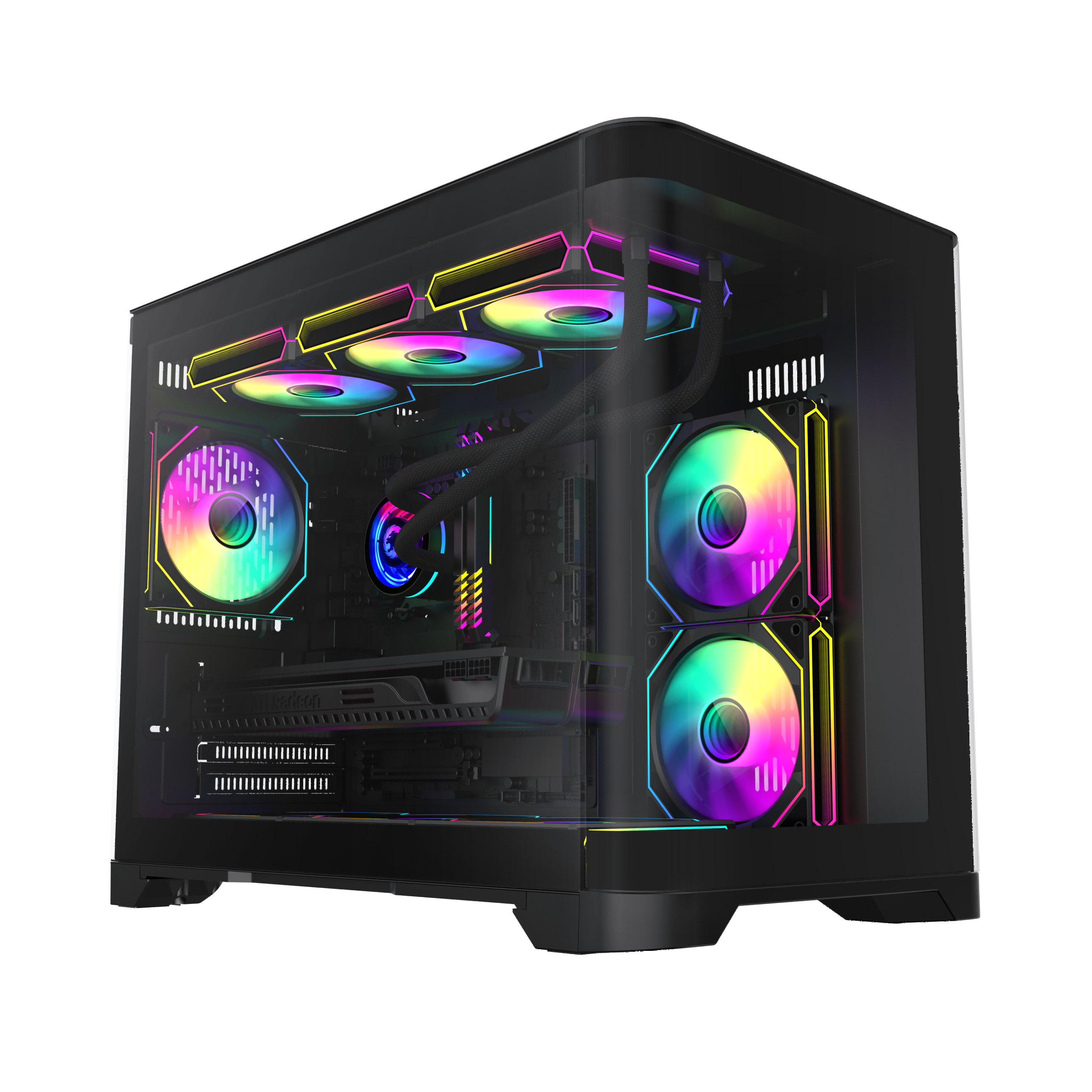 Gamemax HYPE-M BK Computer case M-ATX black Case 3x ARGB fan