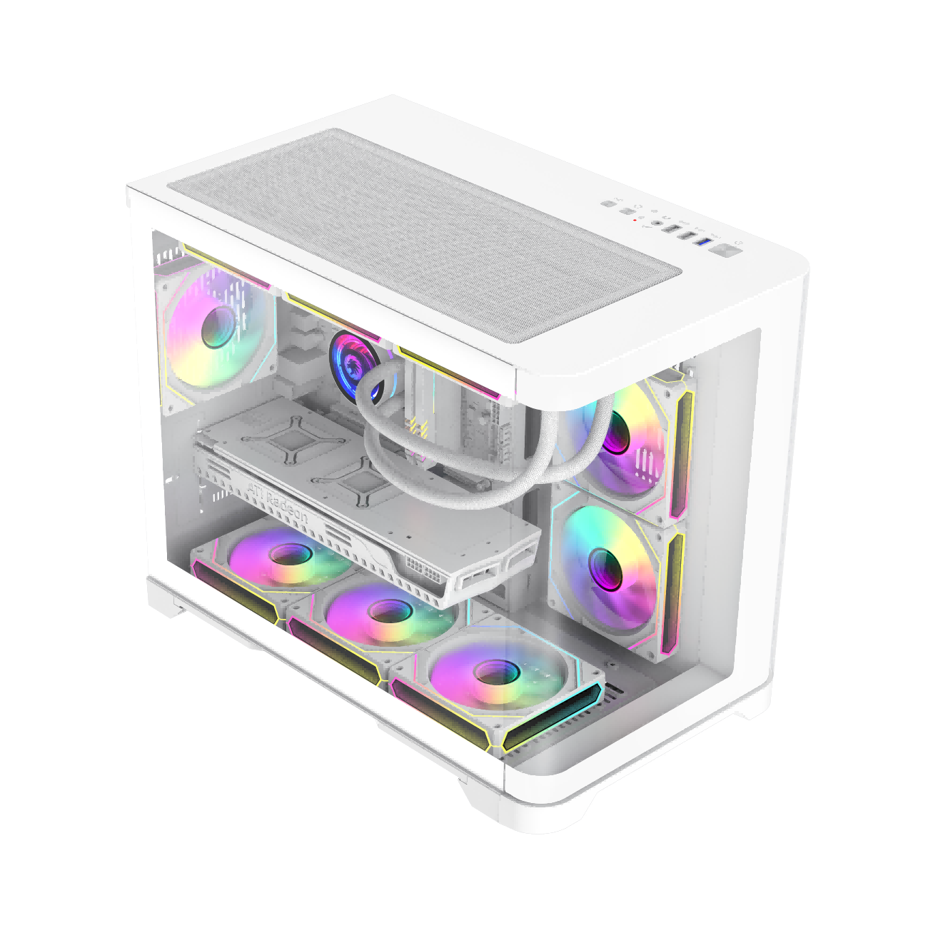 Gamemax HYPE-M WH Computer case M-ATX white Case 3x ARGB fan