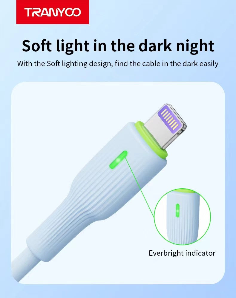 Silicone USB Type-C Cable 6A Charging Cable Super Fast Data White