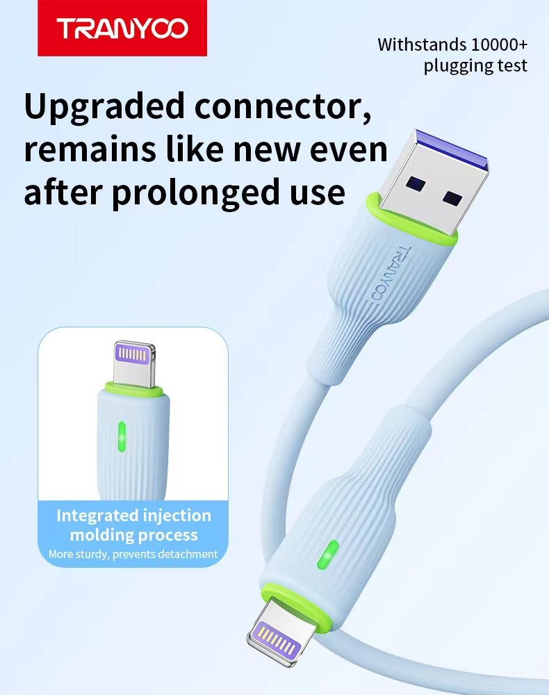 Silicone USB Type-C Cable 6A Charging Cable Super Fast Data White