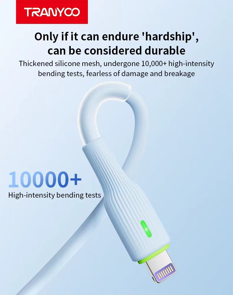 Silicone USB Type-C Cable 6A Charging Cable Super Fast Data White