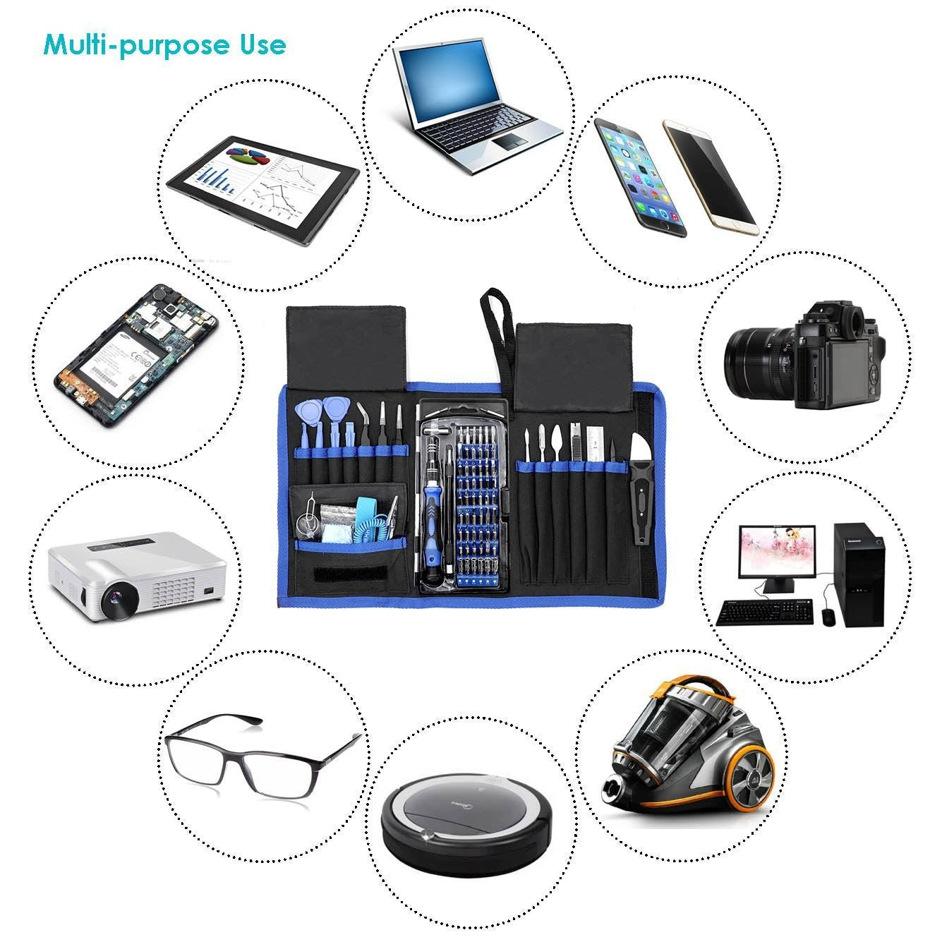 80 in 1 Precision Screwdriver Set with 54 Bits Magnetic Repair Tool Kit Micro Built-in Box for Electronics PC Phone Laptop Drones Watch