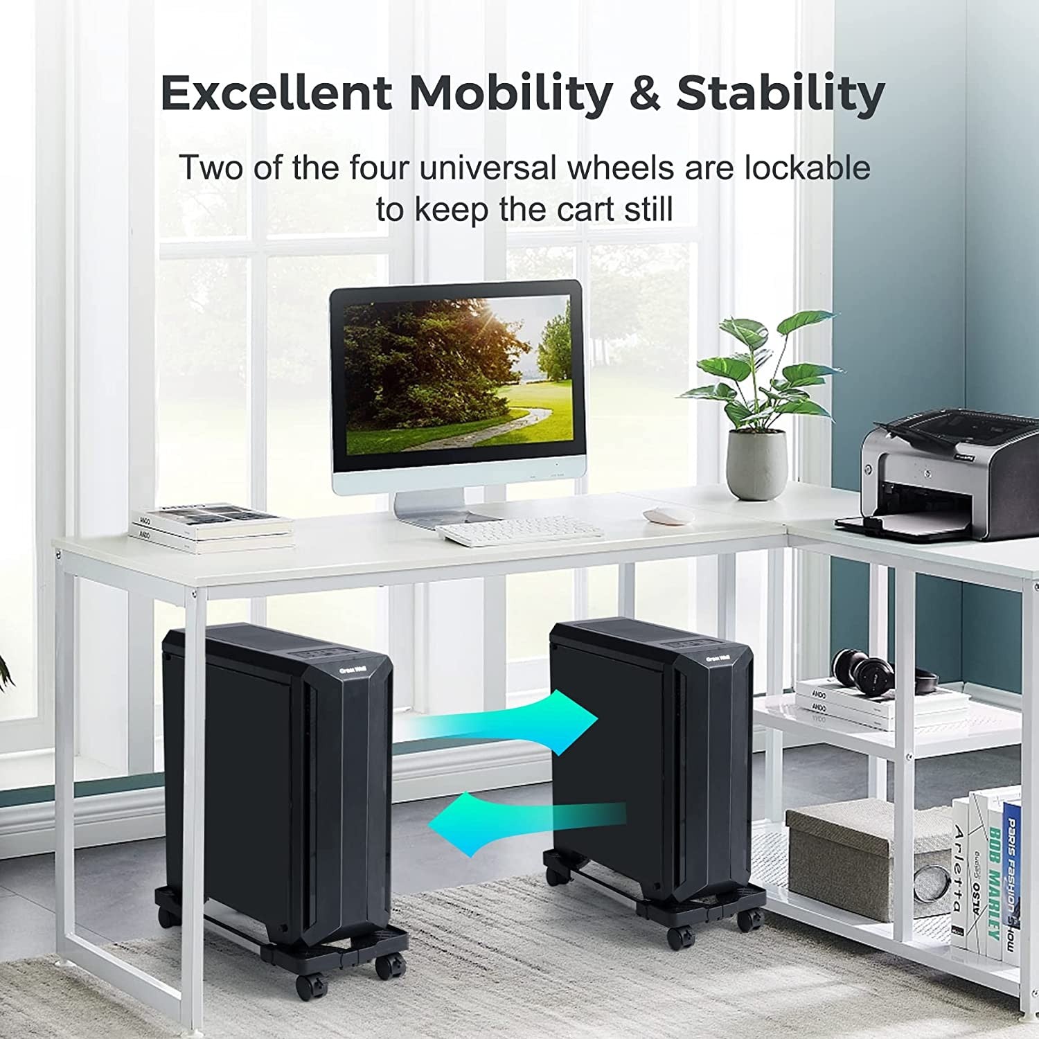 Computer Tower Stand Adjustable Mobile CPU Stand with Rolling Caster Wheels PC Tower Stand Multi-functional Computer Stand PC Stand 2025 Upgraded