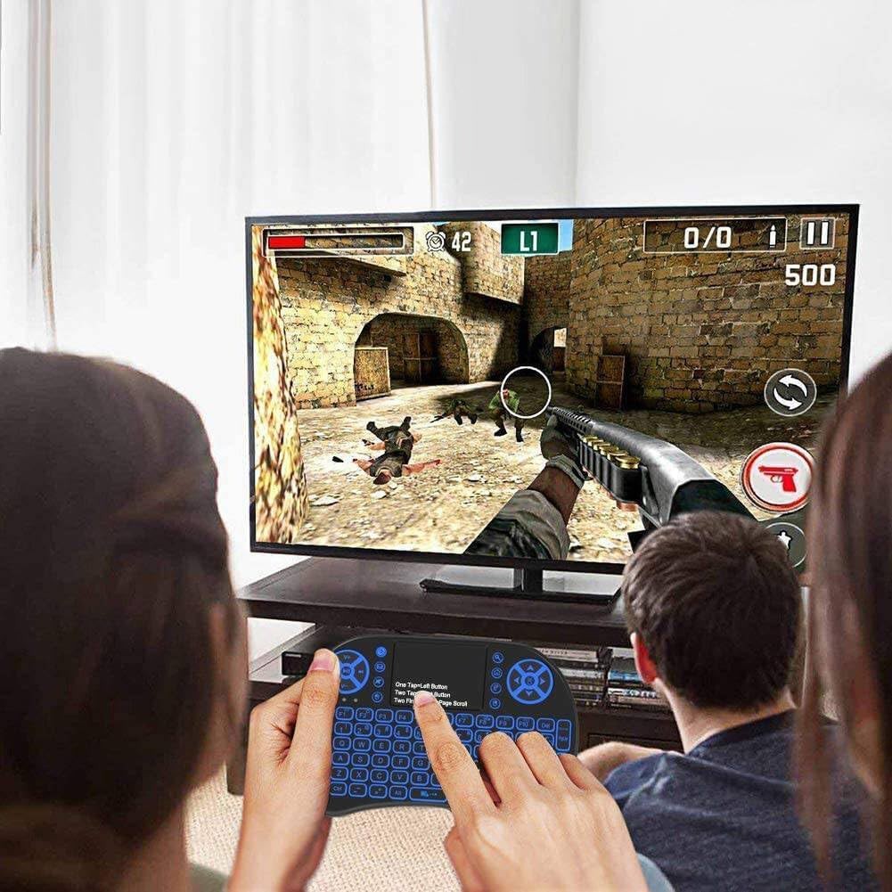 Wireless Mini Keyboard Remote Control Touchpad Mouse Combo Controller with RGB Backlit for Smart TV Android TV Box PC IPTTV 2.4GHz