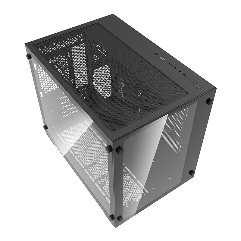 DarkFlash C285 Tempered Glass Micro-ATX Case - Black (C285M-Black)