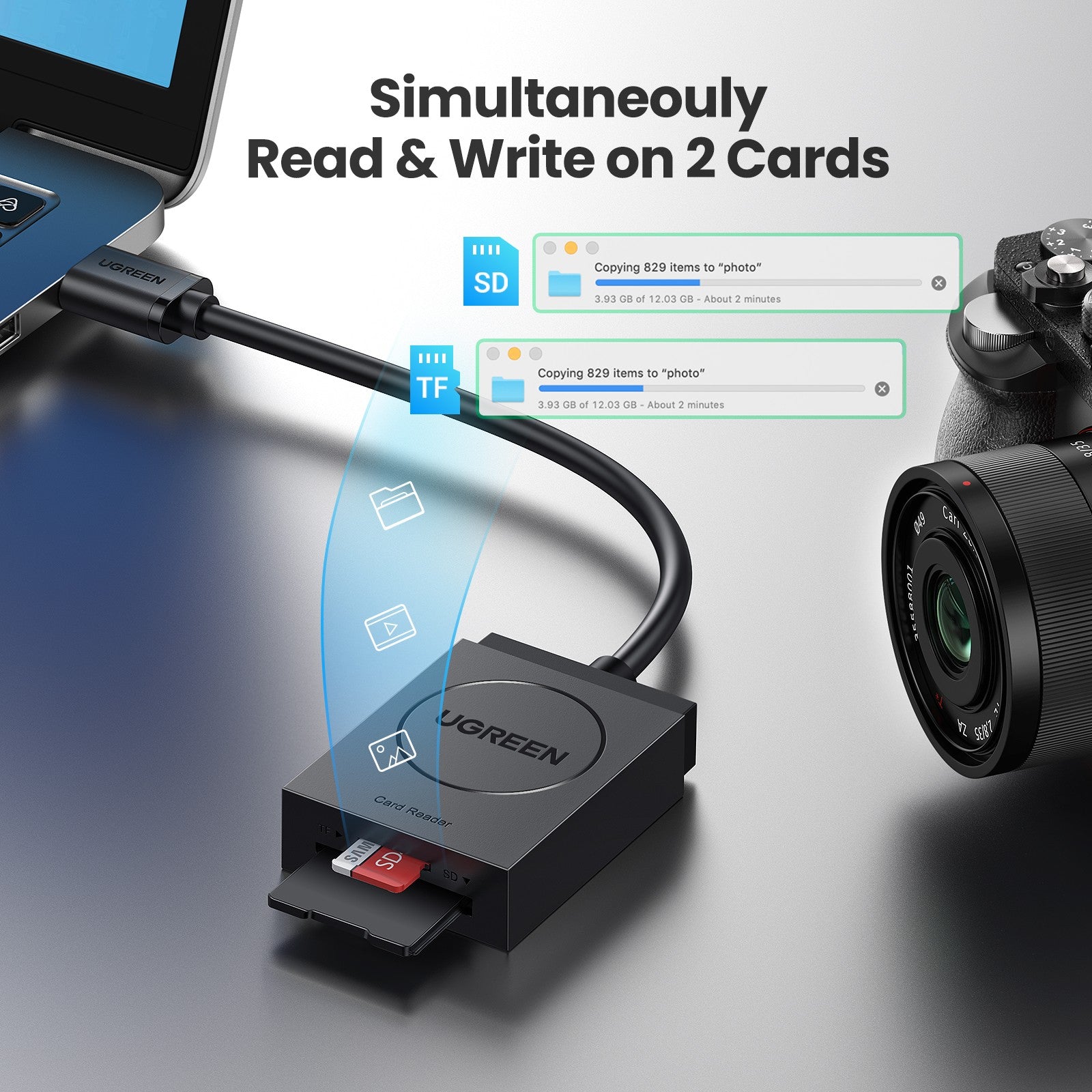 UGREEN 2-In-1 USB 3.0 A Card Reader