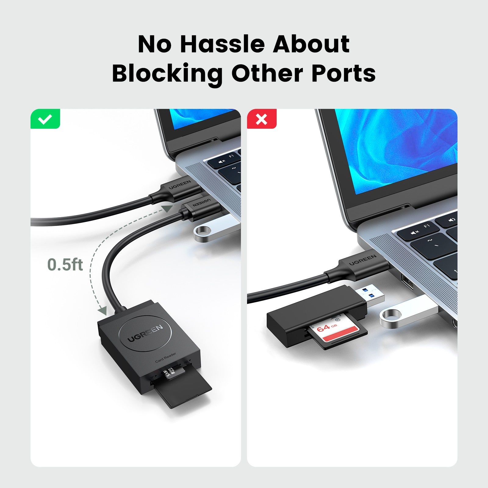 UGREEN 2-In-1 USB 3.0 A Card Reader