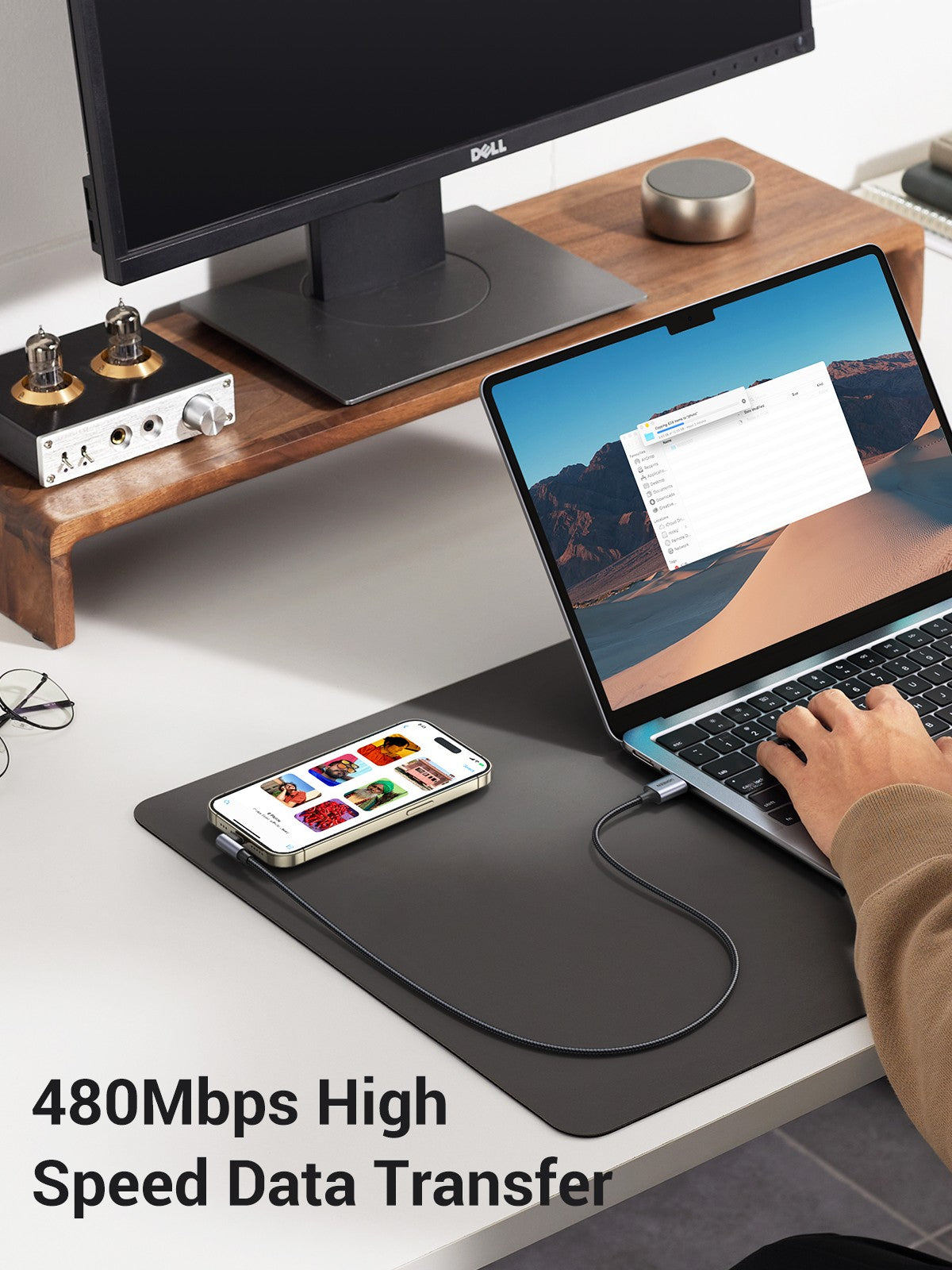 UGREEN Angled Lightning To USB 2.0 A Male Cable - 1M Black