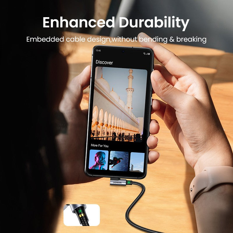 UGREEN Angled USB 2.0 A to Type C Cable Nickel Plating Aluminum Shell 2m