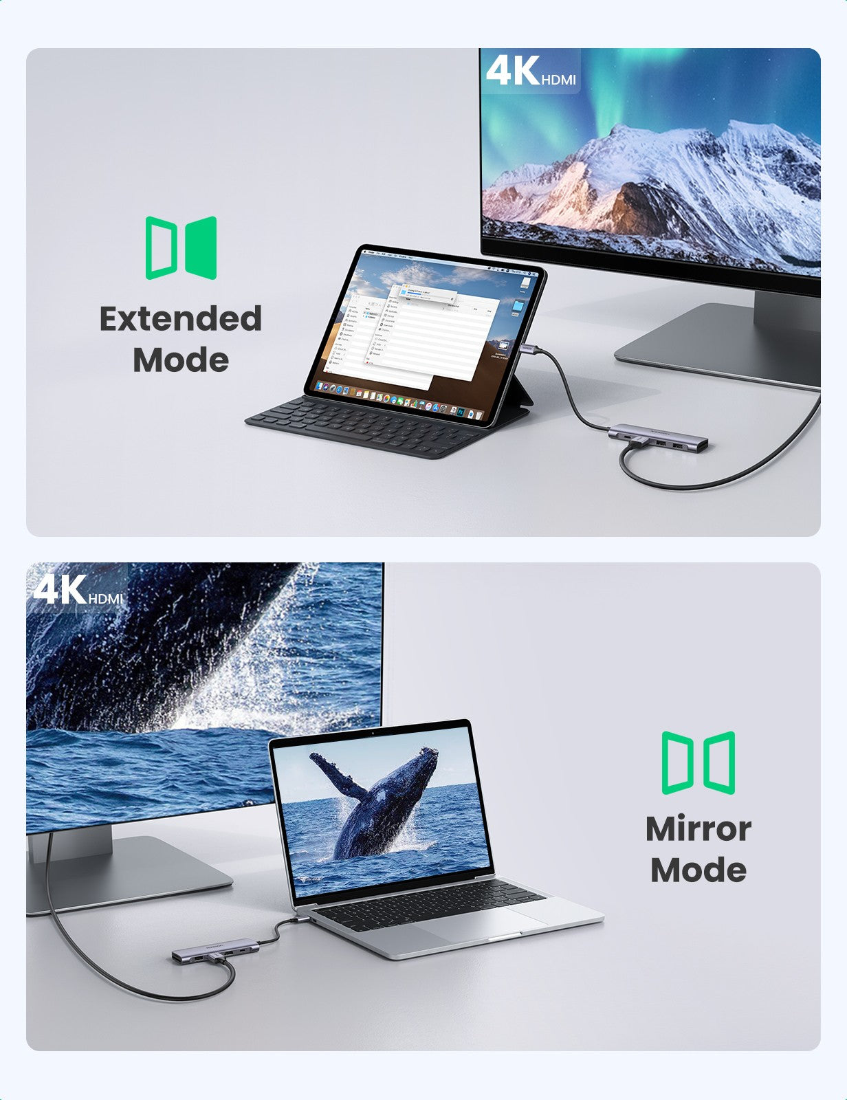UGREEN USB-C to 2 Ports USB3.0-A Hub + HDMI + TF/SD with PD Power Supply