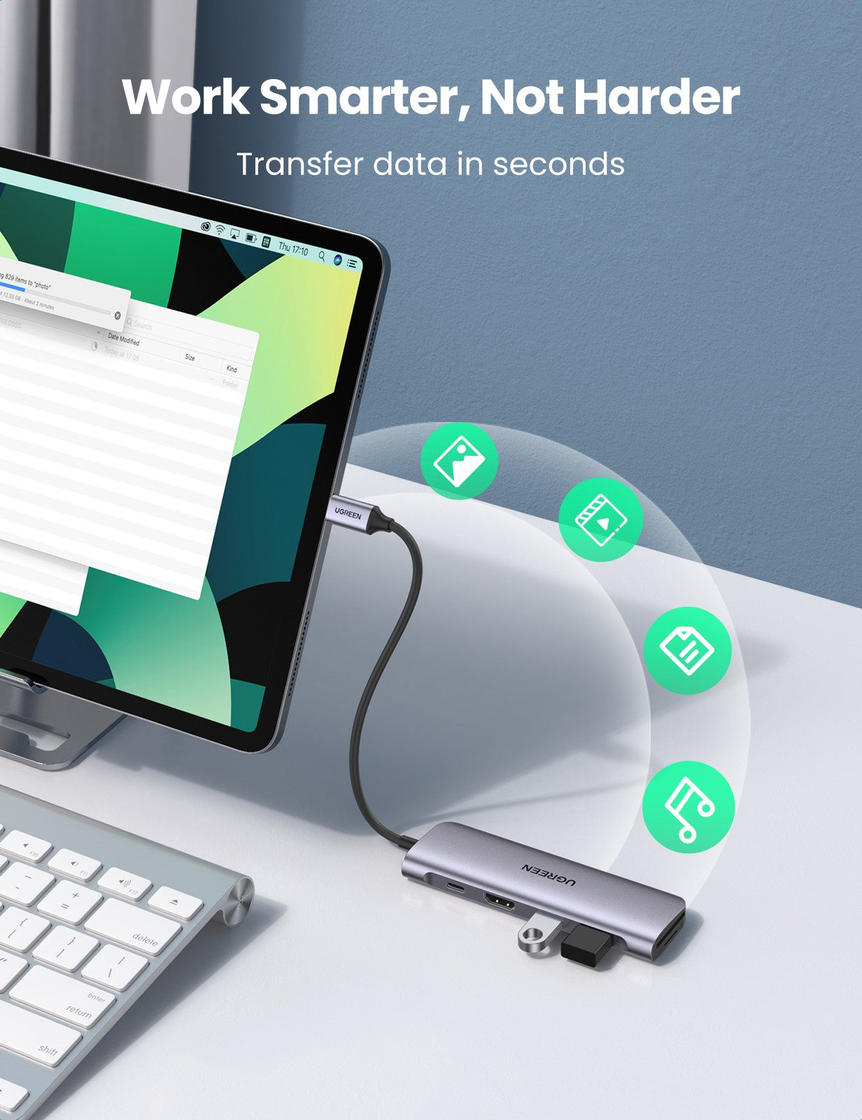 UGREEN USB-C to 2 Ports USB3.0-A Hub + HDMI + TF/SD with PD Power Supply