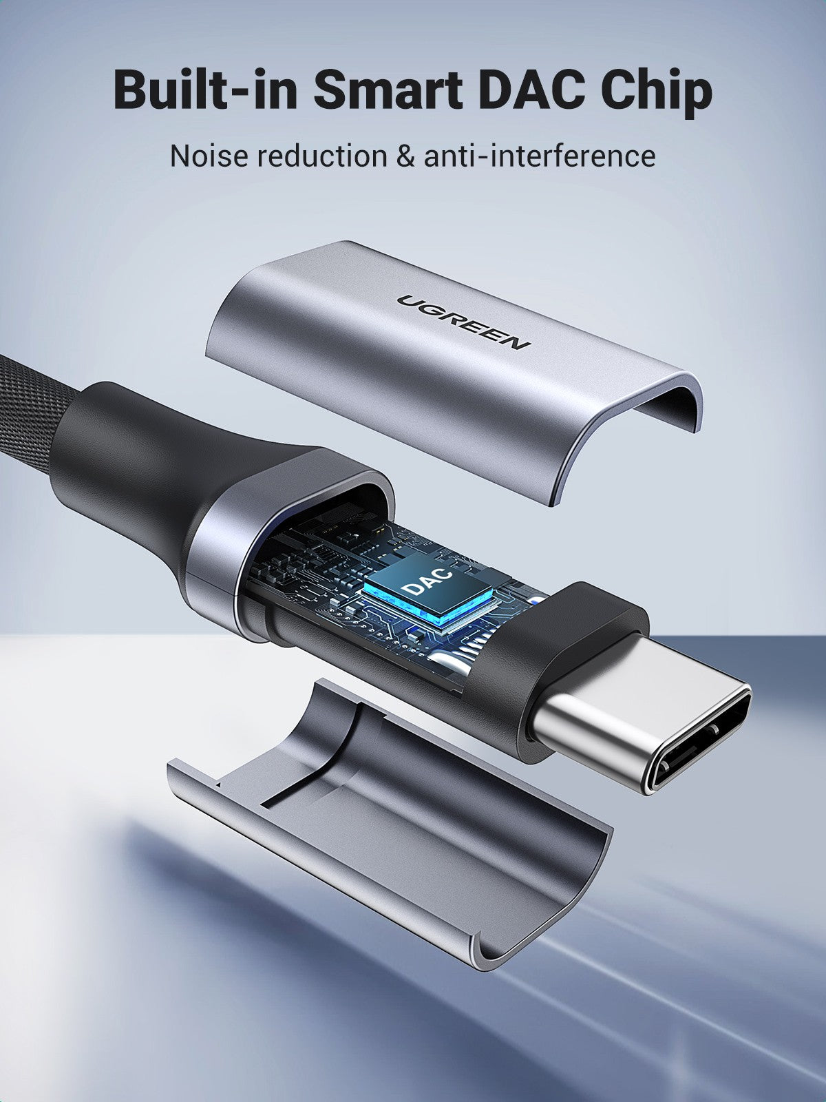 UGREEN USB-C to 3.5mm M/F Cable Aluminum Shell with Braided 10cm