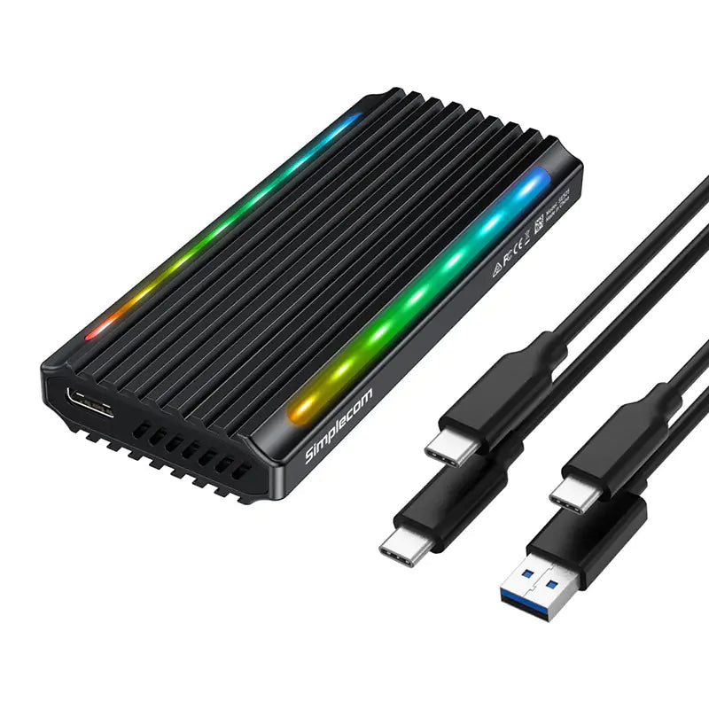 Simplecom SE525 NVMe SATA M.2 SSD USB-C Enclosure with RGB Light USB 3.2 Gen 2