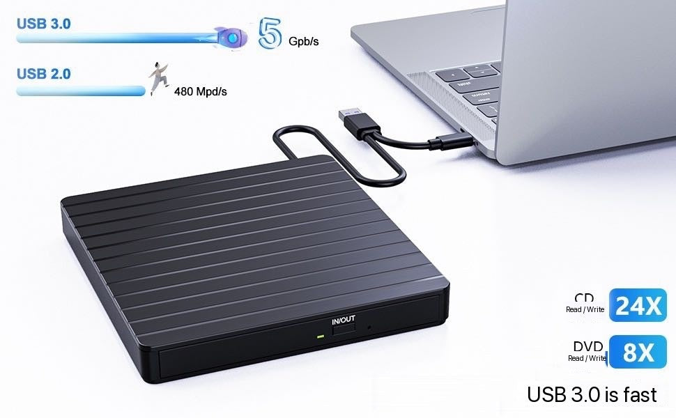 Mobile optical drive multifunctional dvd recorder 5 in 1 card disc dual interface reading USB3.0