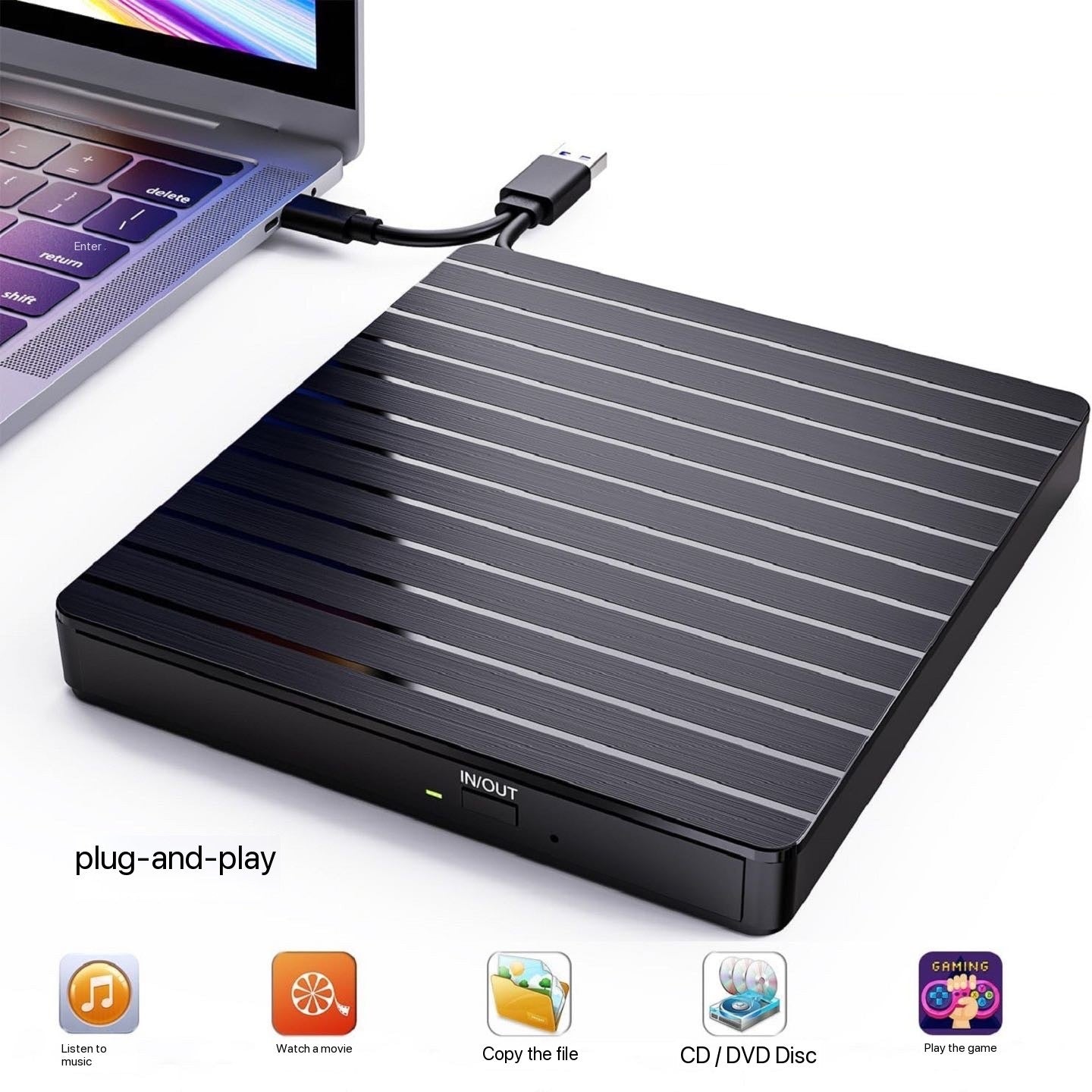 Mobile optical drive multifunctional dvd recorder 5 in 1 card disc dual interface reading USB3.0