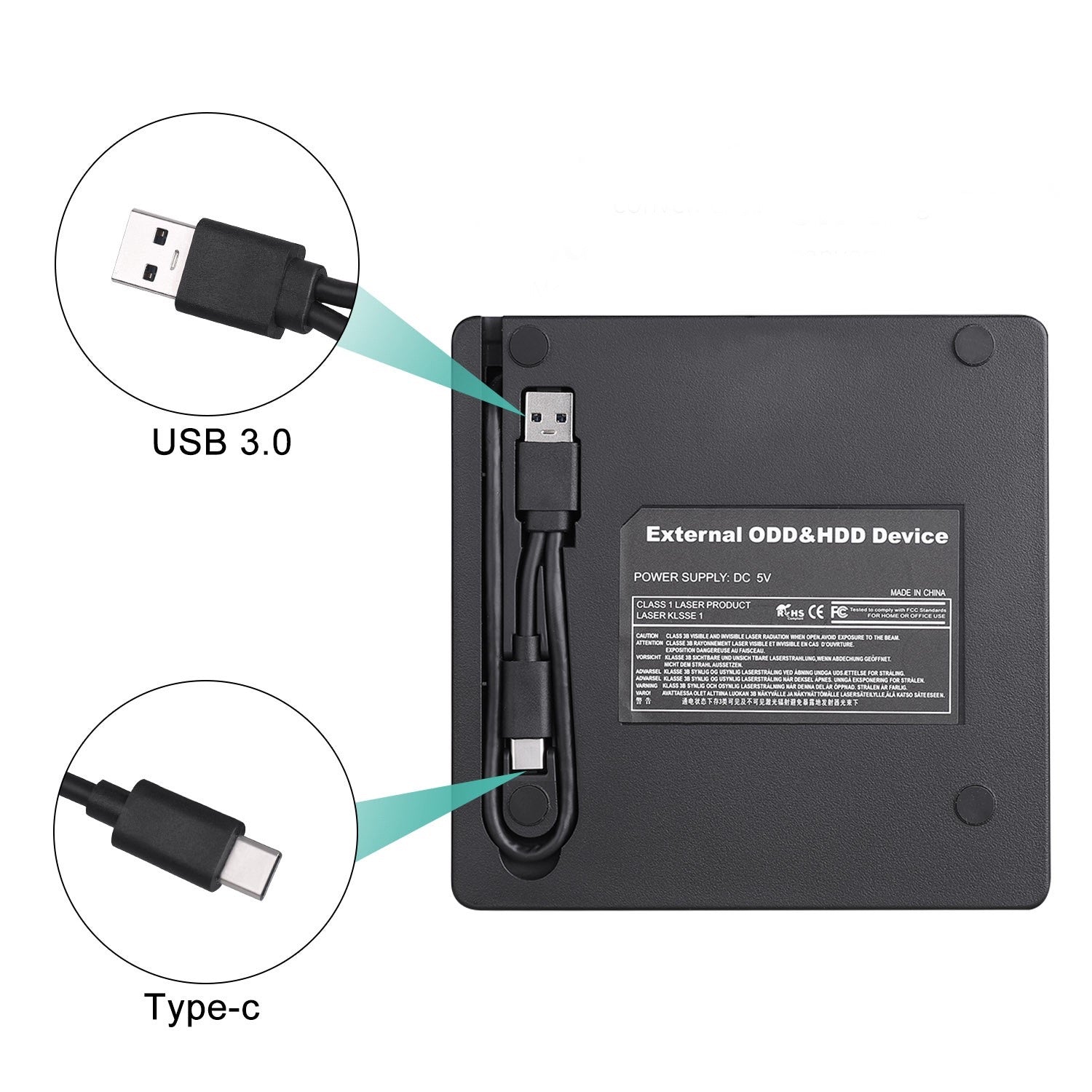 Mobile optical drive multifunctional dvd recorder 5 in 1 card disc dual interface reading USB3.0