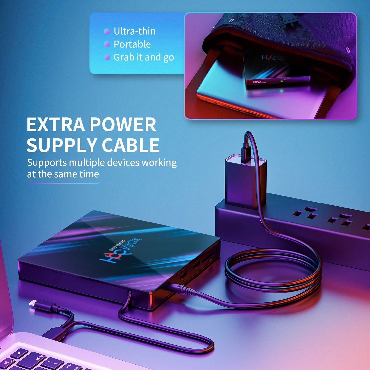 Multi-function five-in-one external optical drive USB3.0 burner DVD / CD fast reading