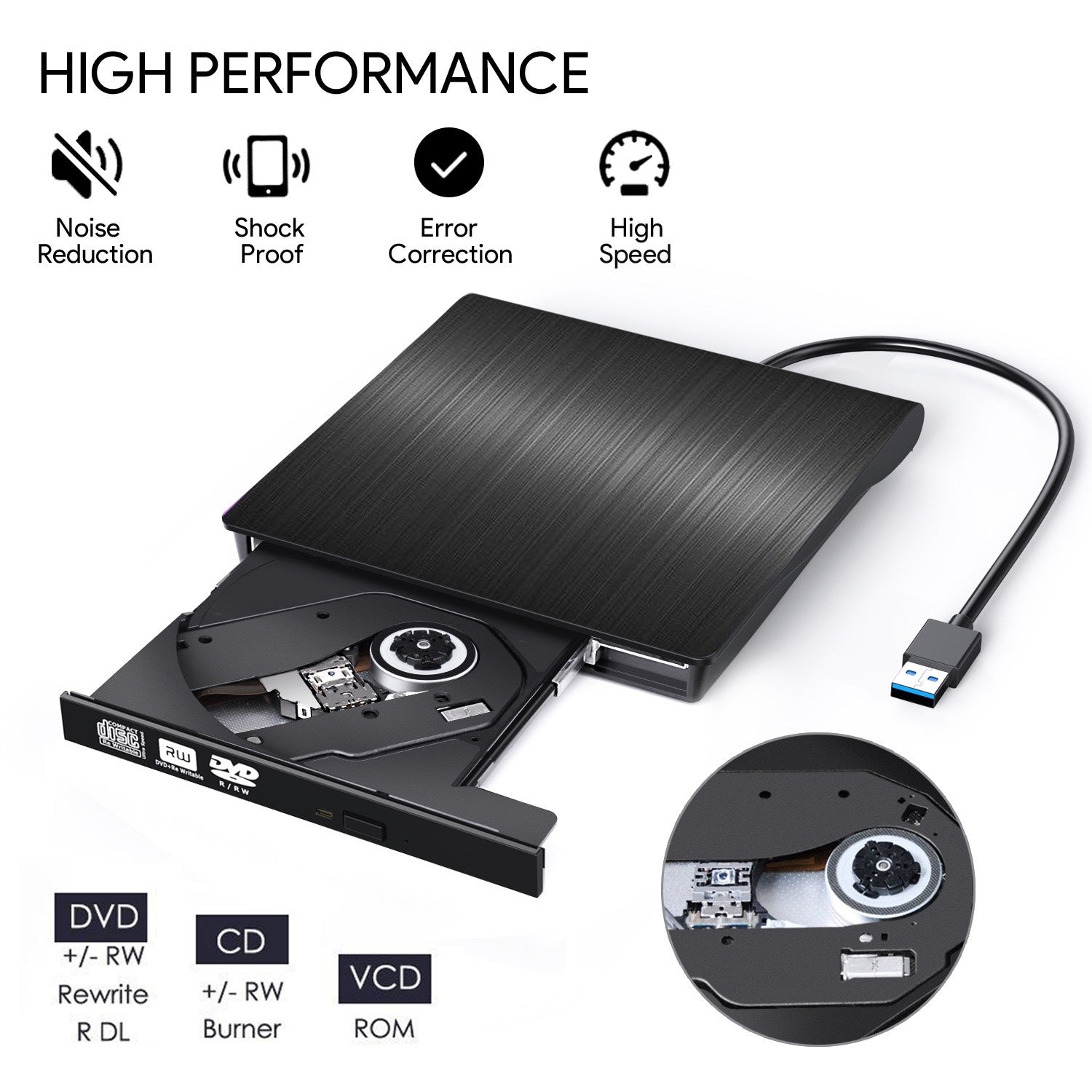 USB 3.0 DVD burner external optical drive type c connection
