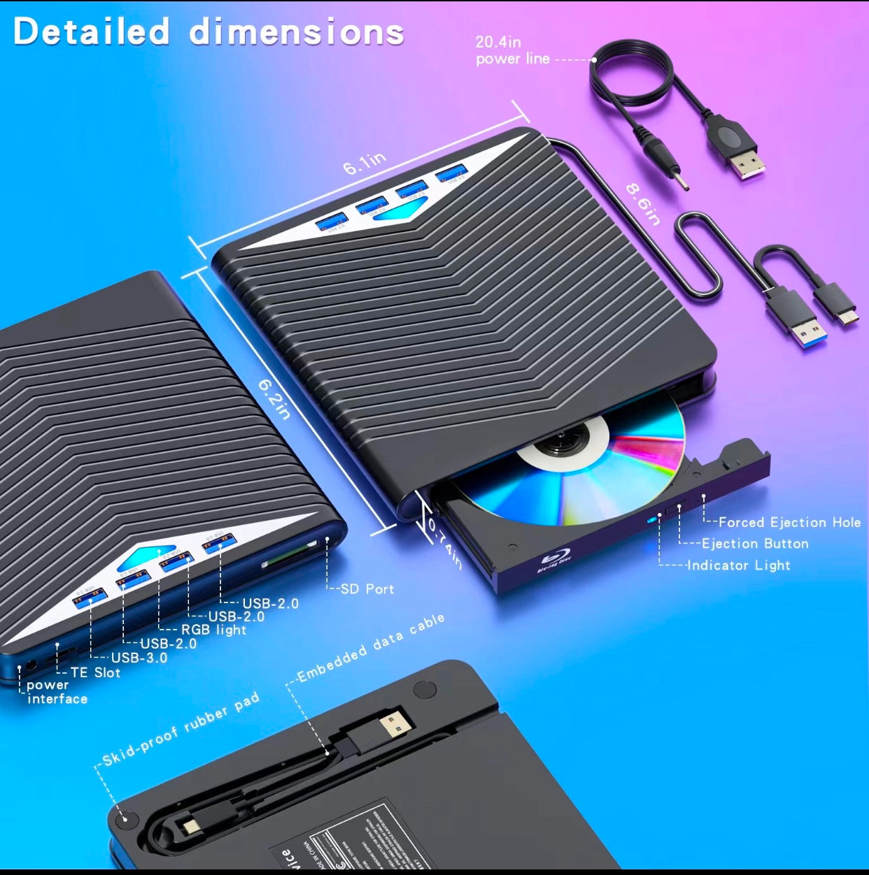 USB 3.0 external DVD/CD recorder player