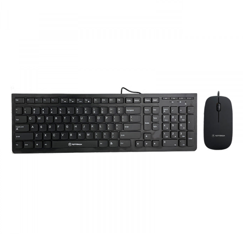 Rotanium WOC02 Wired Office Desktop Chocolate Keyboard + Mouse Combo