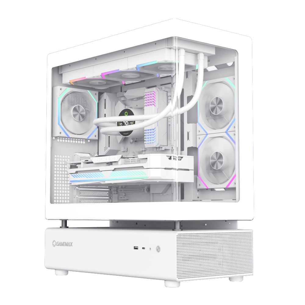 Gamemax ATX white GAMING Case Support BTF 6x ARGB fan