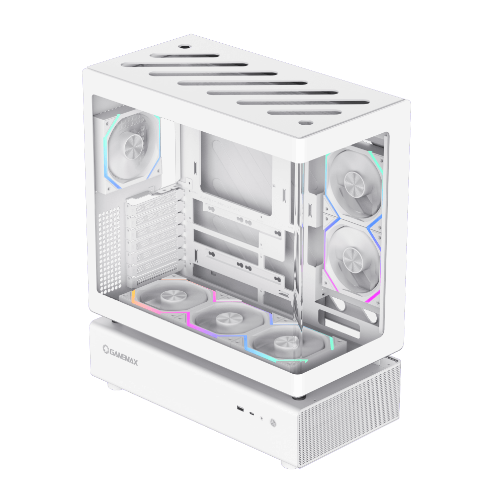 Gamemax ATX white GAMING Case Support BTF 6x ARGB fan