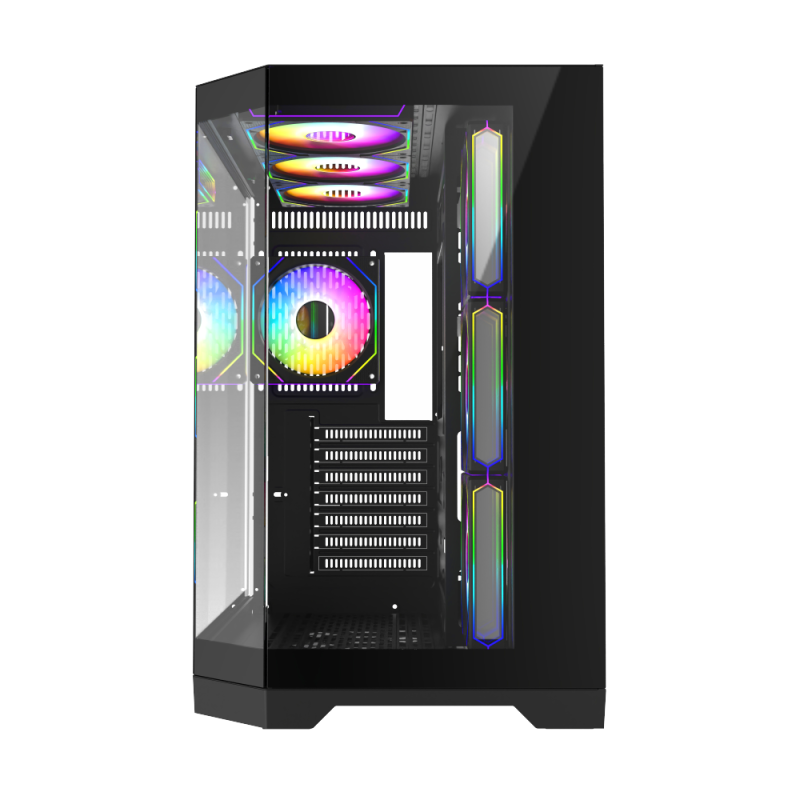 Gamemax Computer case, Fish  tank ATX Case, 4 x ARGB fan - Black