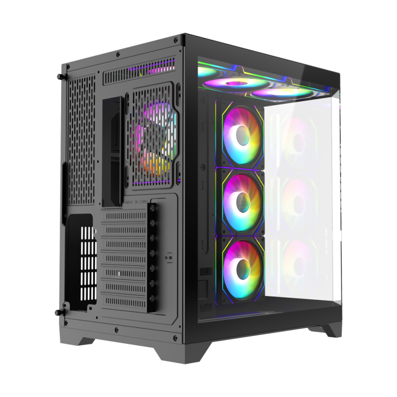 Gamemax Computer case, Fish  tank ATX Case, 4 x ARGB fan - Black