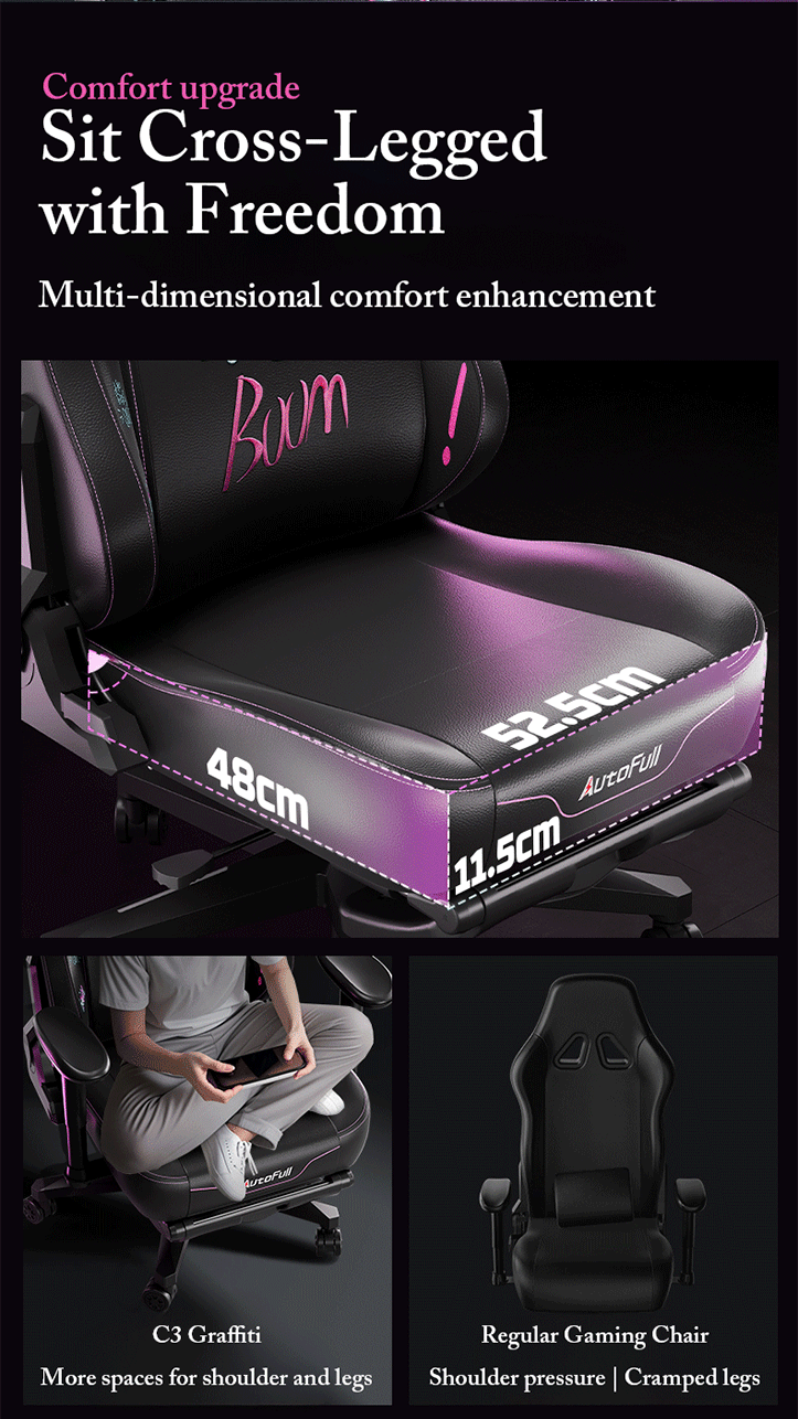 AutoFull C3 Graffiti Gaming Chair With Built In Lumbar Support