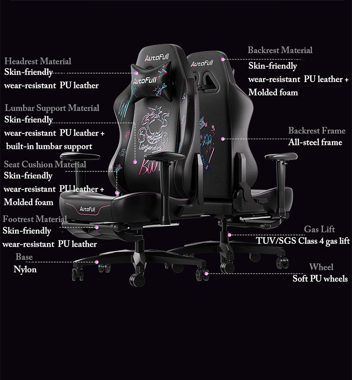 AutoFull C3 Graffiti Gaming Chair With Built In Lumbar Support