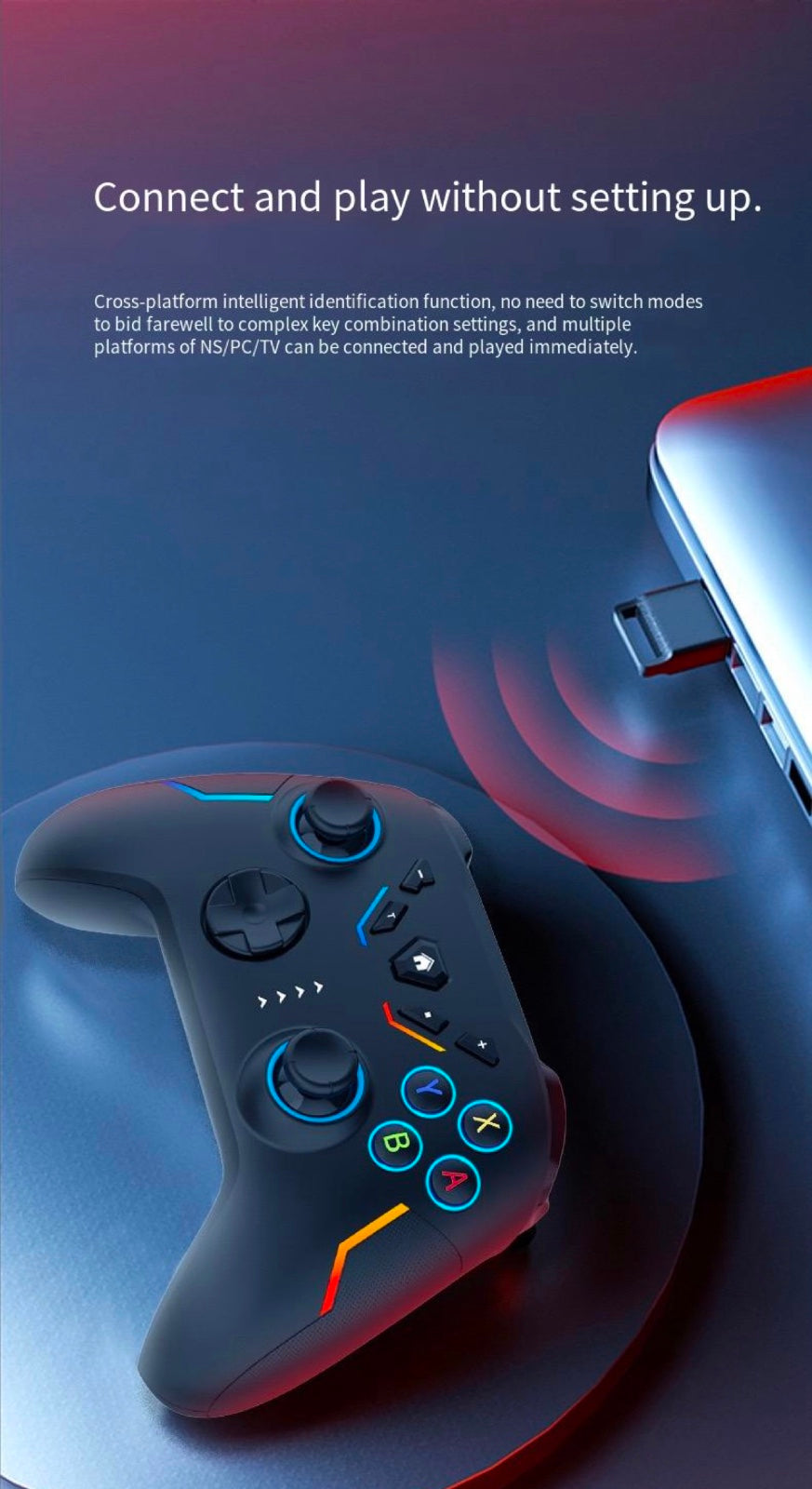 Switched RGB dazzling gaming controller six-axis somatosensory PC Android Switch controller