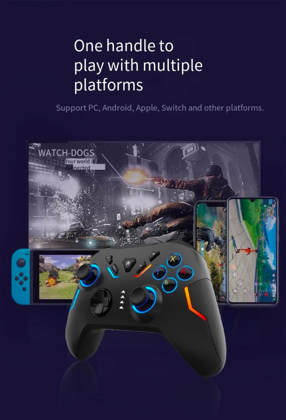 Switched RGB dazzling gaming controller six-axis somatosensory PC Android Switch controller