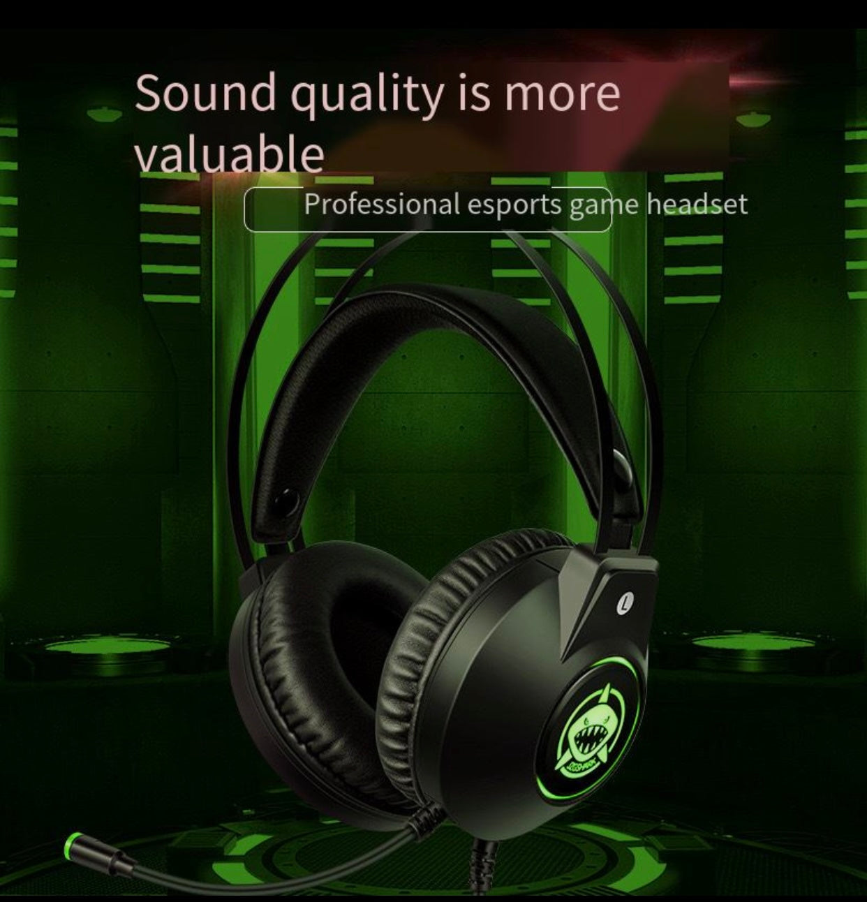 Green Shark's New Esports Headphones 7.1 Noise Reduction Game USB with Cable Earphones
