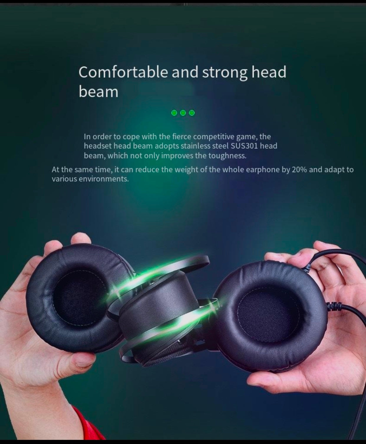 Green Shark's New Esports Headphones 7.1 Noise Reduction Game USB with Cable Earphones