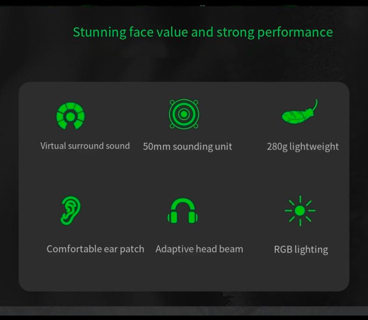 Green Shark's New Esports Headphones 7.1 Noise Reduction Game USB with Cable Earphones