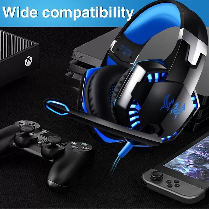 Head-mounted gaming headset, wired glowing computer headset