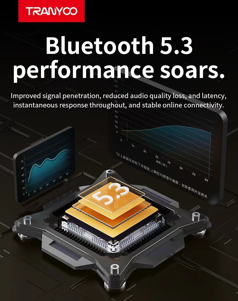 M26 TRANYOO TWS Bluetooth 5.3 Wireless Bluetooth Earphone Sports Waterproof Gaming Earpod Touch Stereo Headset With Mic Purple