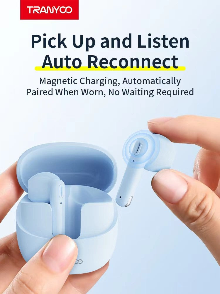 M27 TRANYOO TWS Bluetooth 5.3 Wireless Bluetooth Earphone Sports Waterproof Gaming Earpod Touch Stereo Headset With Mic Black