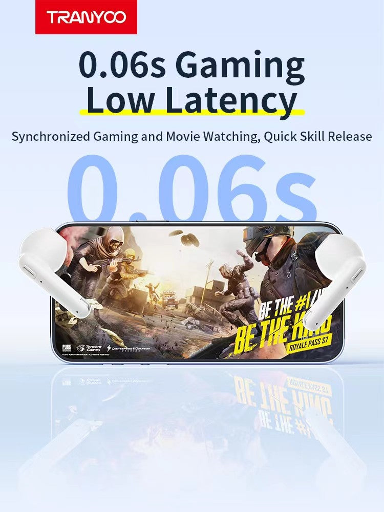 M27 TRANYOO TWS Bluetooth 5.3 Wireless Bluetooth Earphone Sports Waterproof Gaming Earpod Touch Stereo Headset With Mic Black