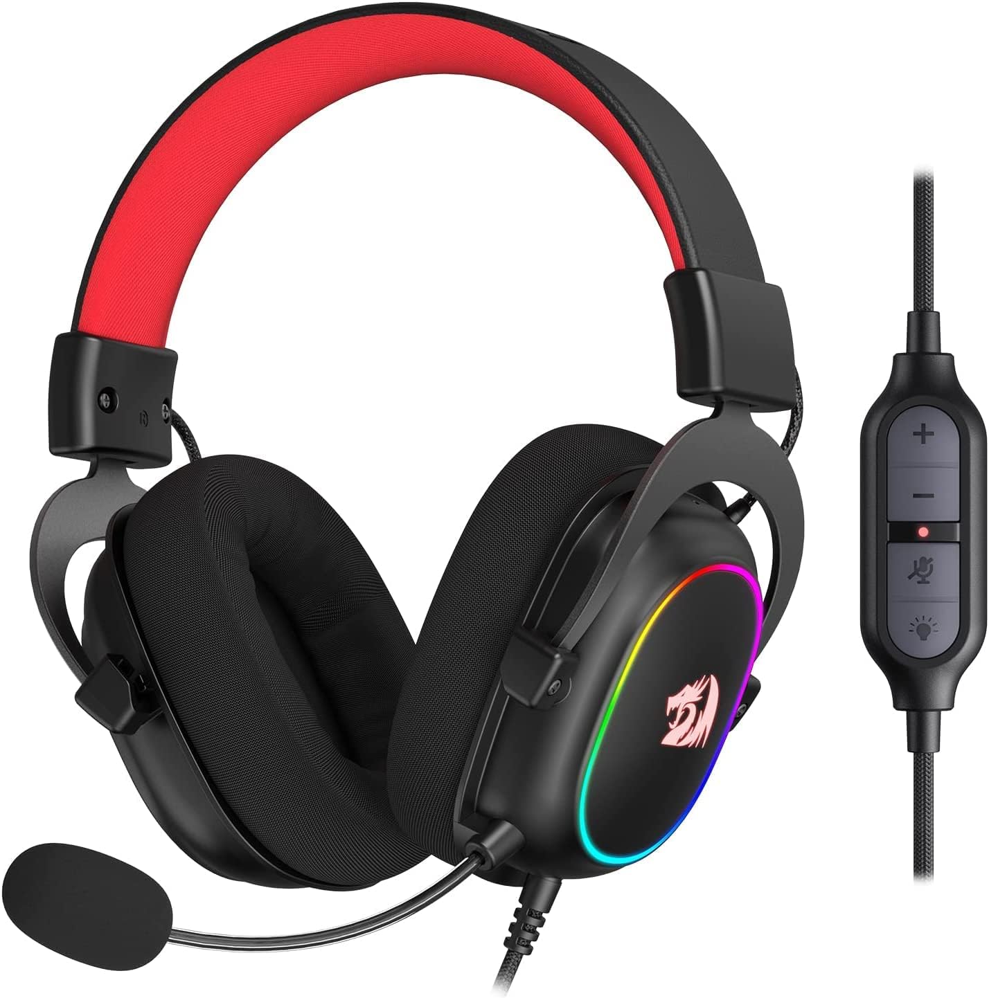 Redragon H510 Zeus-X RGB Black USB Wired Gaming Headphone Headset - 7.1 Surround Sound 53MM Audio Drivers in Memory Foam Ear Pads