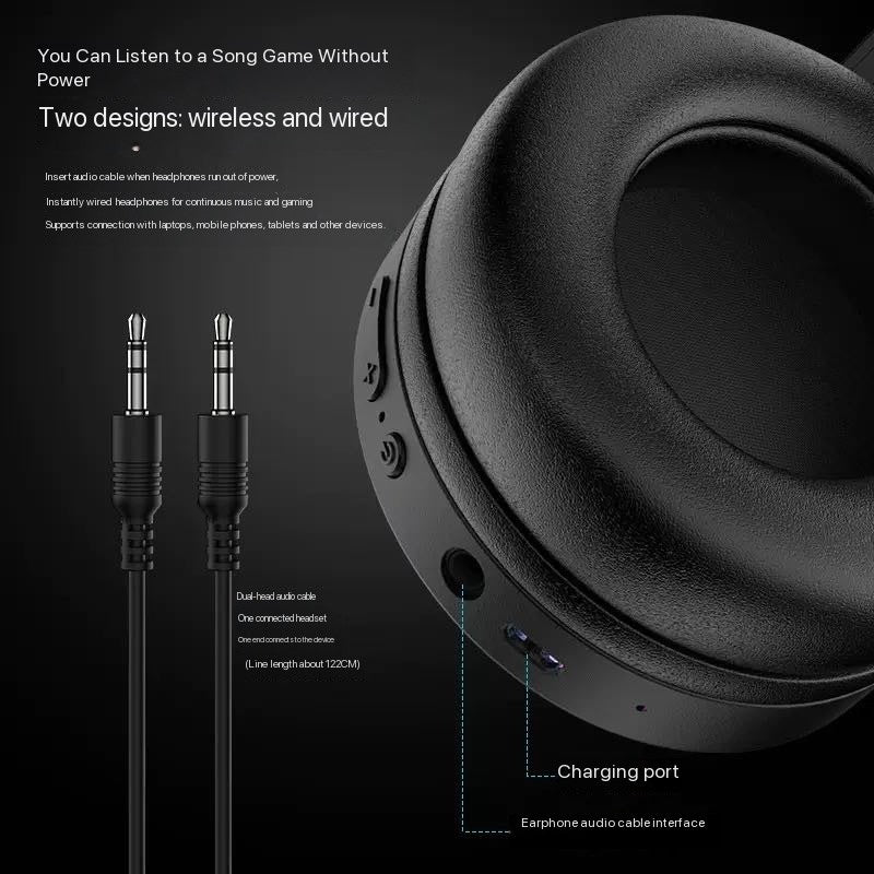 SH33 Bluetooth RGB Stereo Headset Over-the-Ear Heavy Bass Noise Reduction Gaming Headset