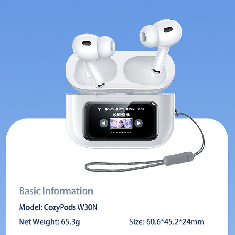 Seedream Remax CozyBuds W30N HiFi Earphone Bluetooth With Microphone Earbuds Noise Canceling Reduction With Screen For Xiaomi Phone White