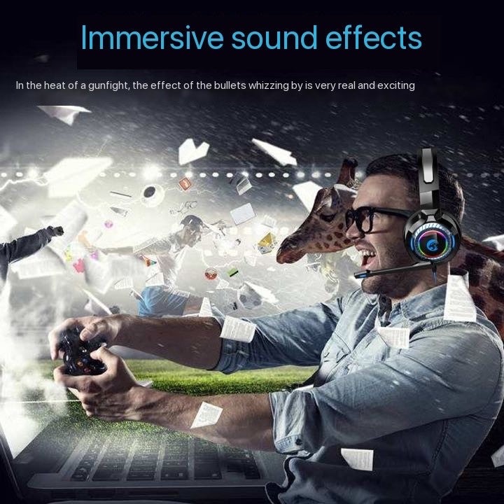 Youbai A60 Headworn Gaming Earphones, Computer Office Gaming Glow Wired Earphones