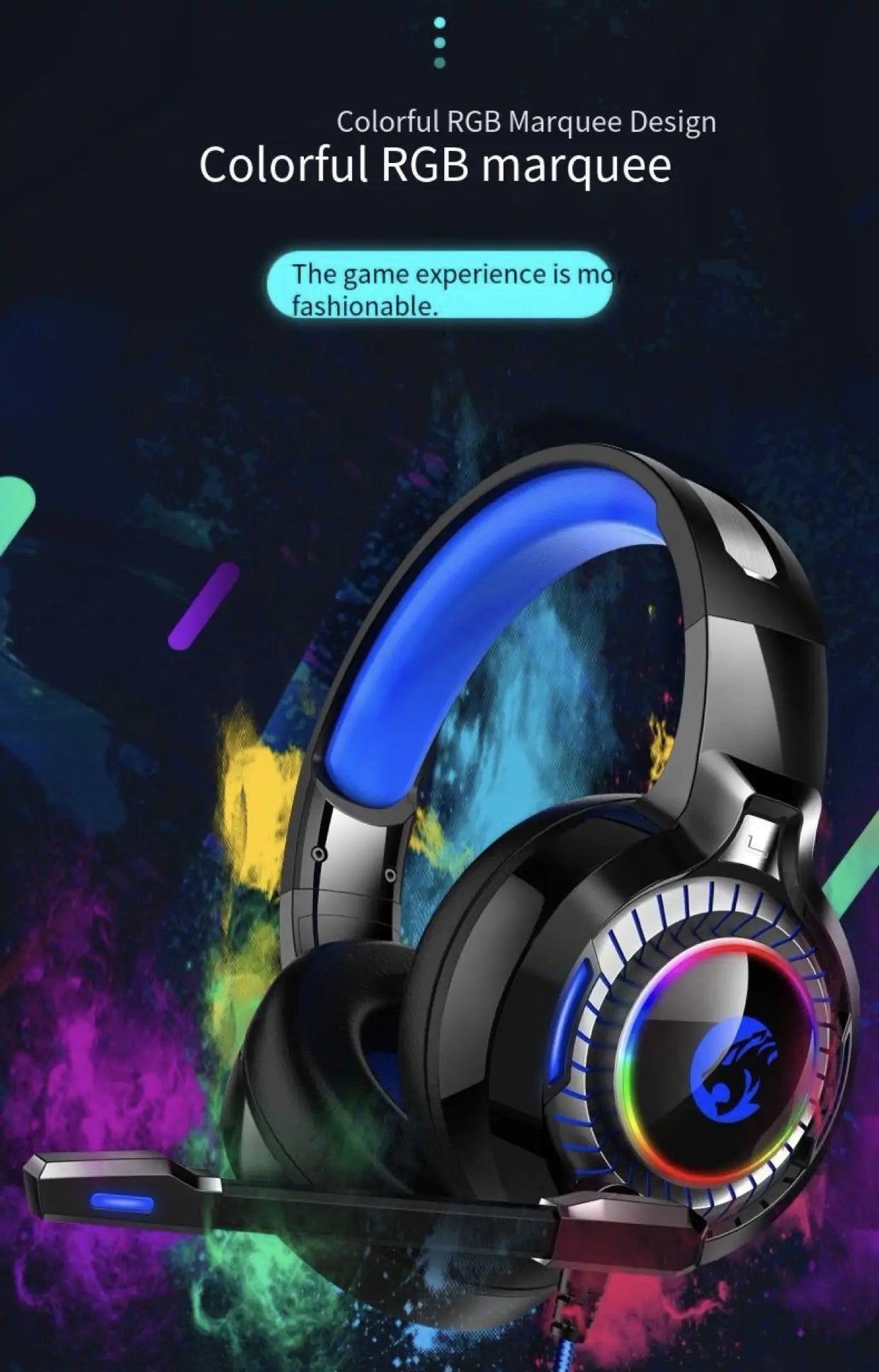 Youbai A60 Headworn Gaming Earphones, Computer Office Gaming Glow Wired Earphones