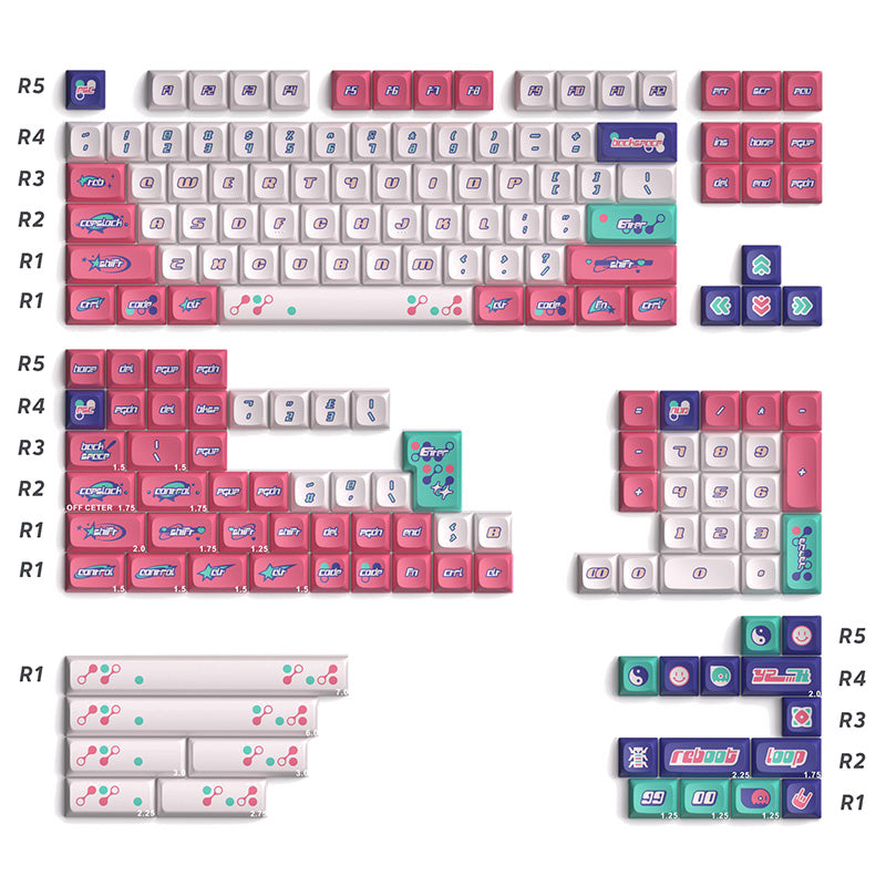 Keytok KDA Y2K Dye-Sub PBT Keycaps - 170pcs Set Wave