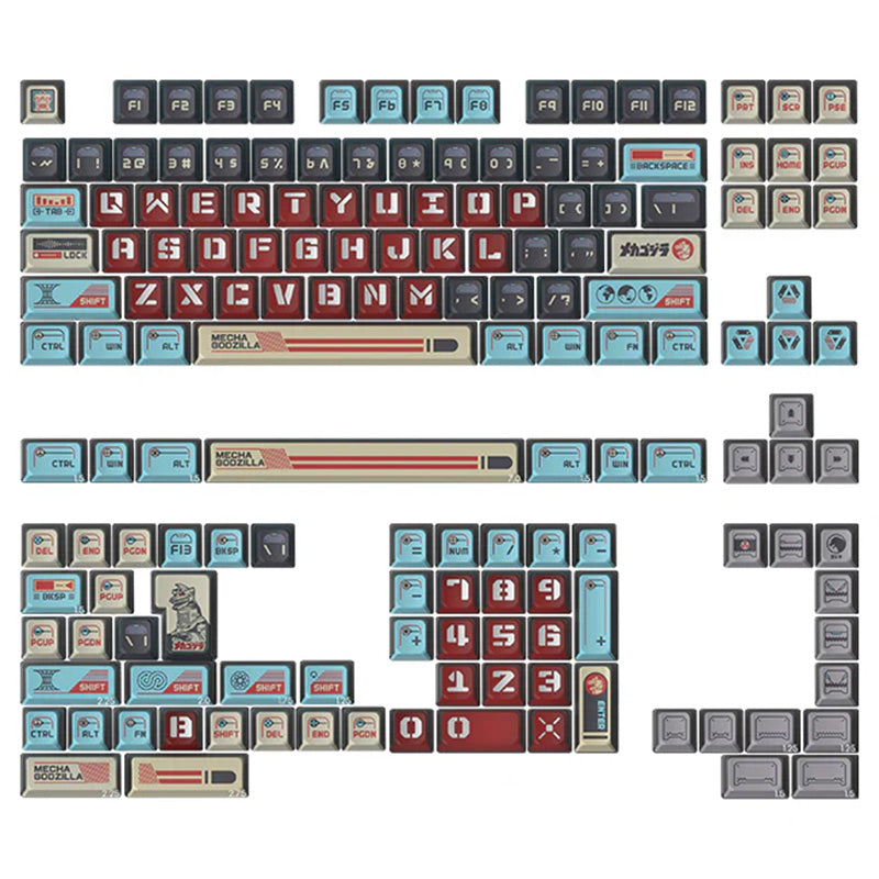 Keytok KOL Mecha Godzilla Dye-Sub PBT Keycaps - 157pcs Set
