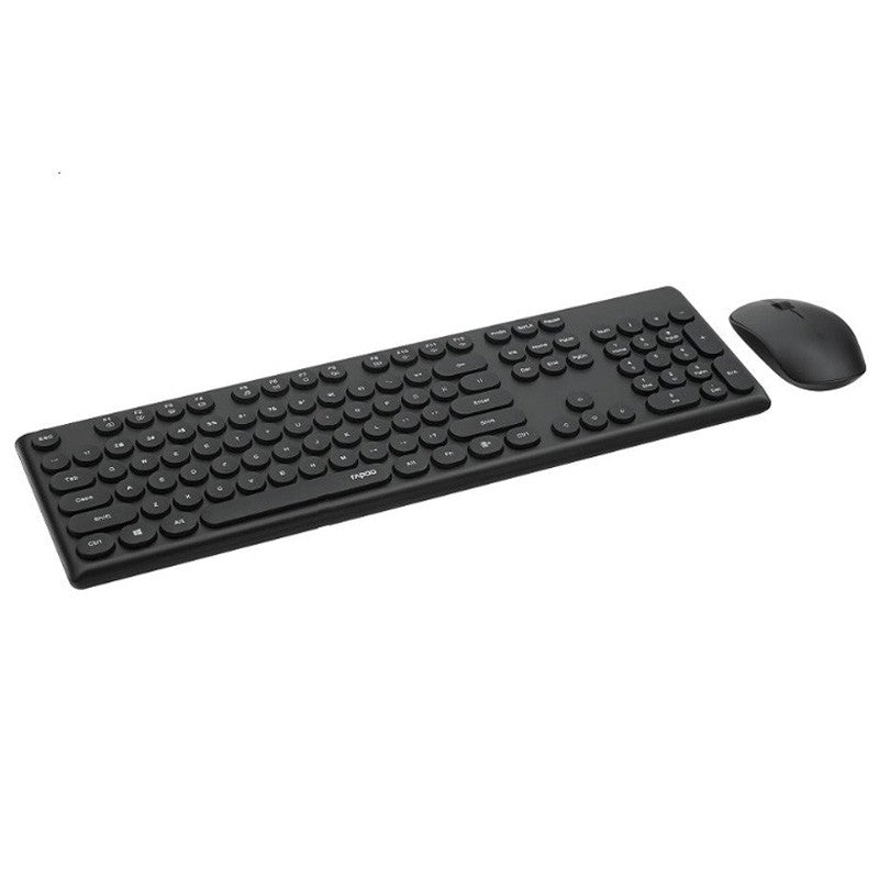 Rapoo Retro Style Key 2.4GHz Wireless Optical Mouse and Keyboard Combo - Black