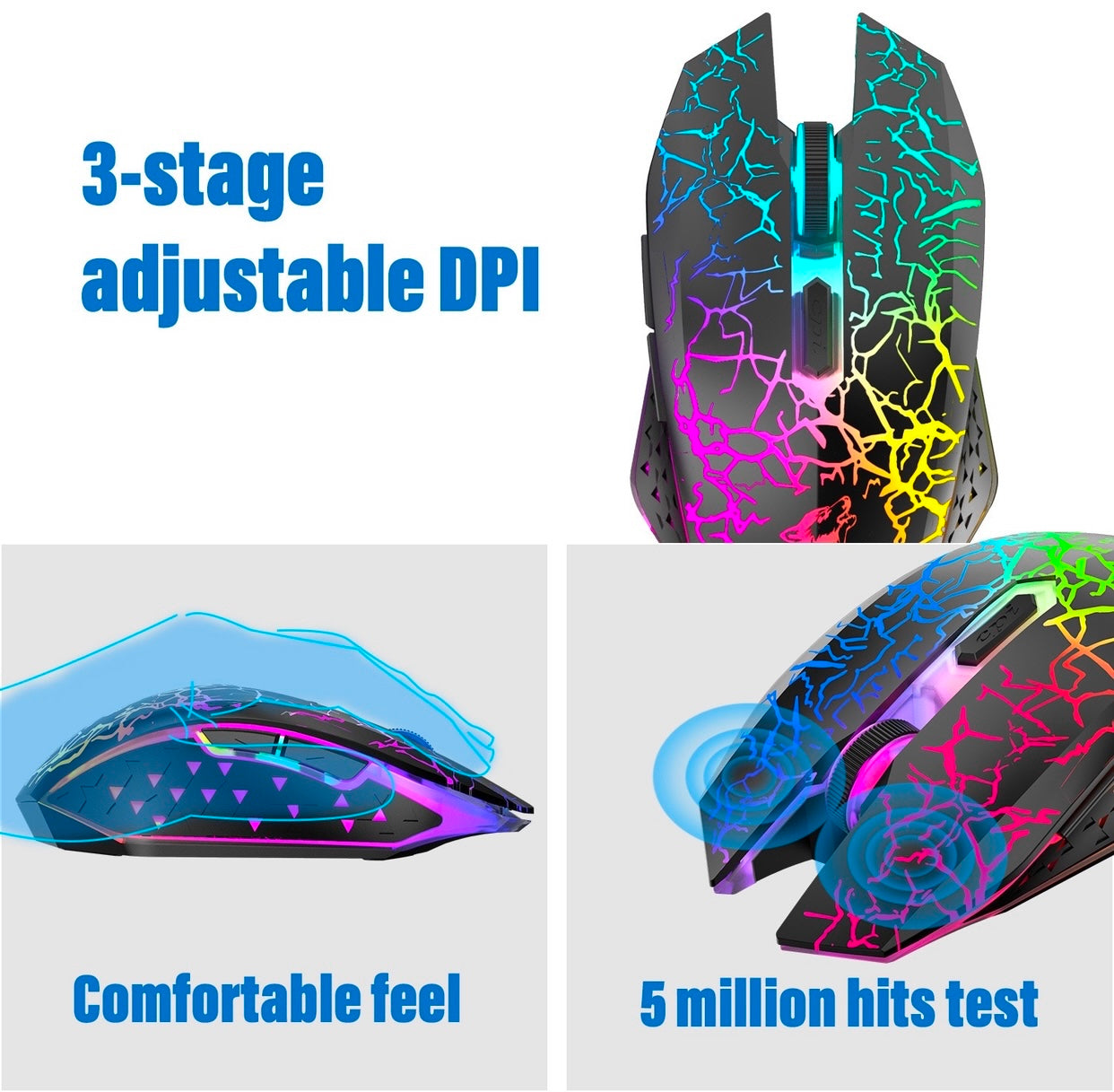 Charging wireless keyboard mouse set 61-key glowing wireless gaming keyboard set